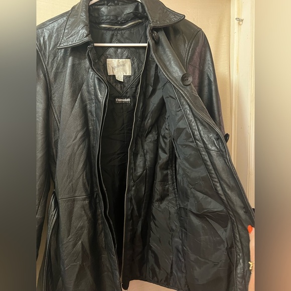 Vintage Jacqueline Ferrar Genuine Leather Belted Jacket – Black Thinsulate Lined - Picture 6 of 8